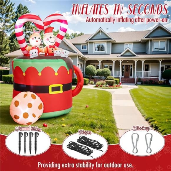 5FT Christmas Inflatables Decor Blow Up Gingerbread Man Woman Couple - Picture 3 of 6